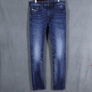 Diesel Jeans Mens 27x30 Fits 29x30 Blue Thavar Slim Skinny Wash 0839F Whiskered